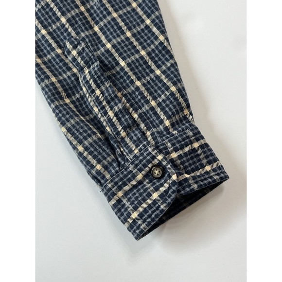 G.H. Bass & Co Men Large Yellow/Blue Plaid Long Sleeve Button Down Flannel Shirt - Picture 6 of 9